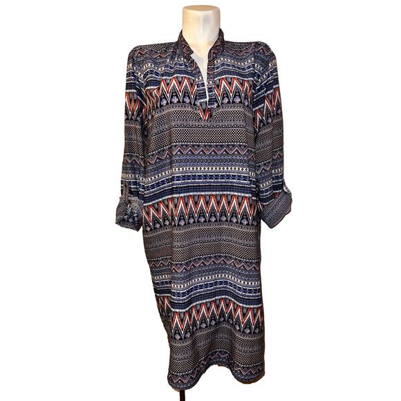 INDULGE / LOVE ARI Size 2X/3X Lot of (2) Multi Print Lightweight Roll Tab Dress - Picture 1 of 12